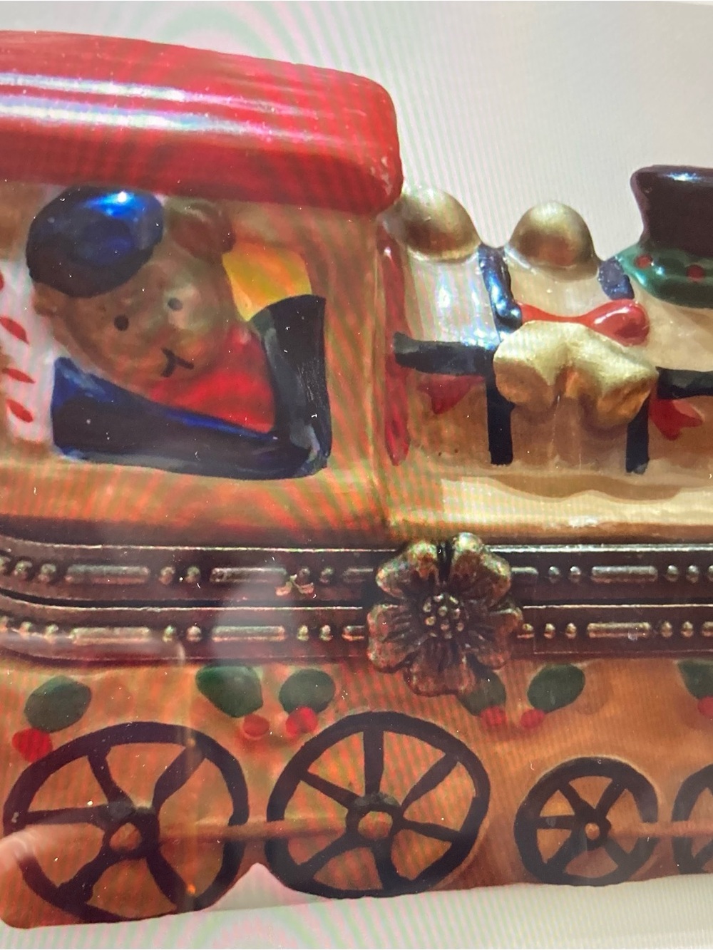Elysee Festive Ceramic Holiday Train Figurine Trinket Box